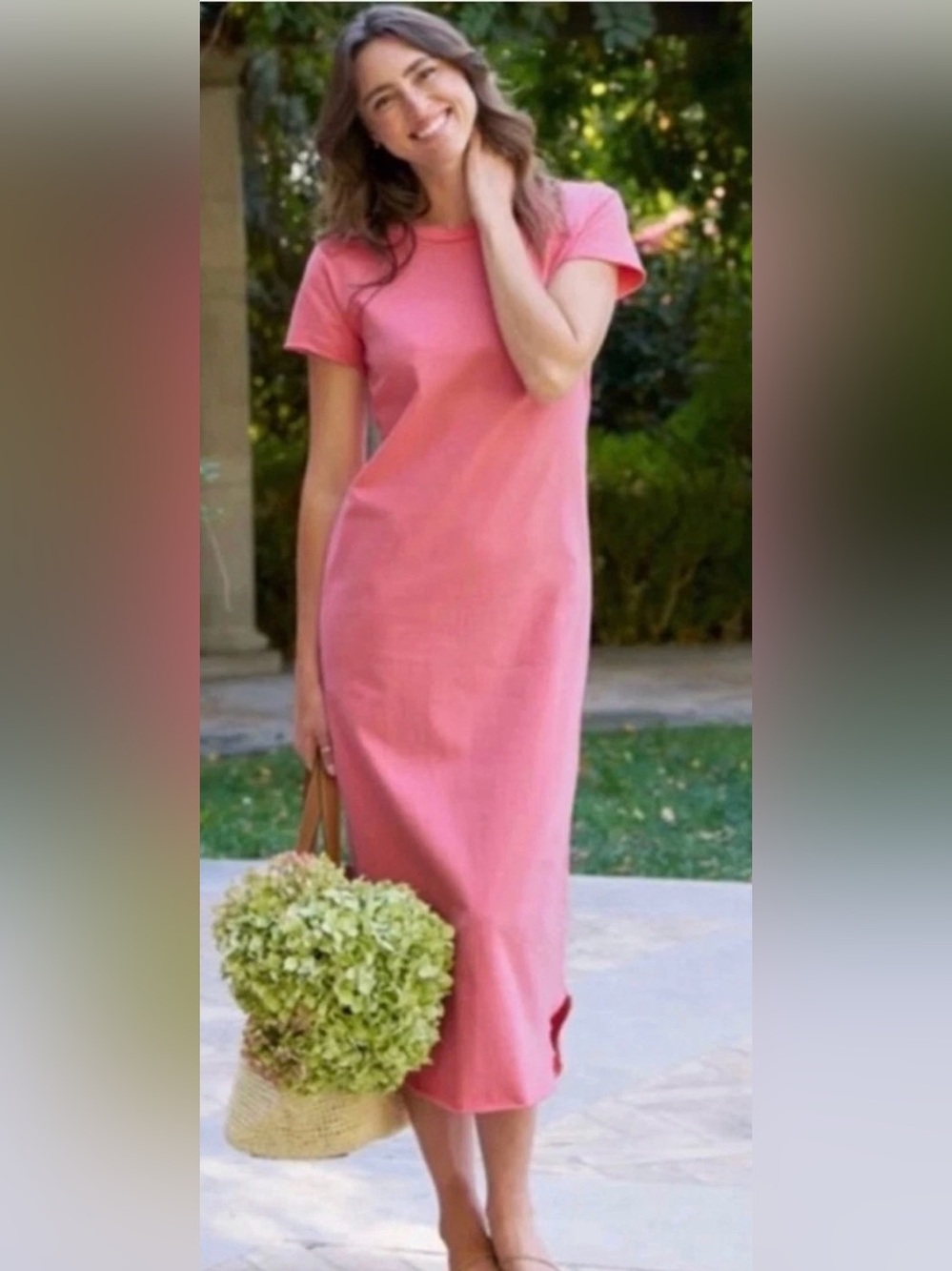 Frank & Eileen Harper Perfect Tee Maxi Dress Women’s XL Pink Curved Hem Cotton